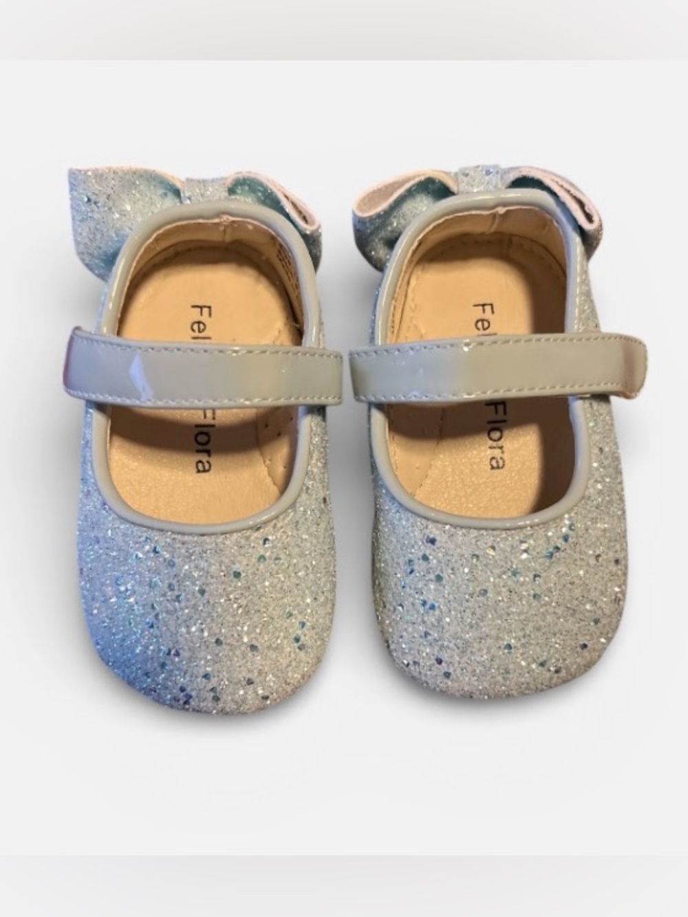 Felix & Flora Infant Baby Walking Shoes (Glitter Blue) Size 6-9M